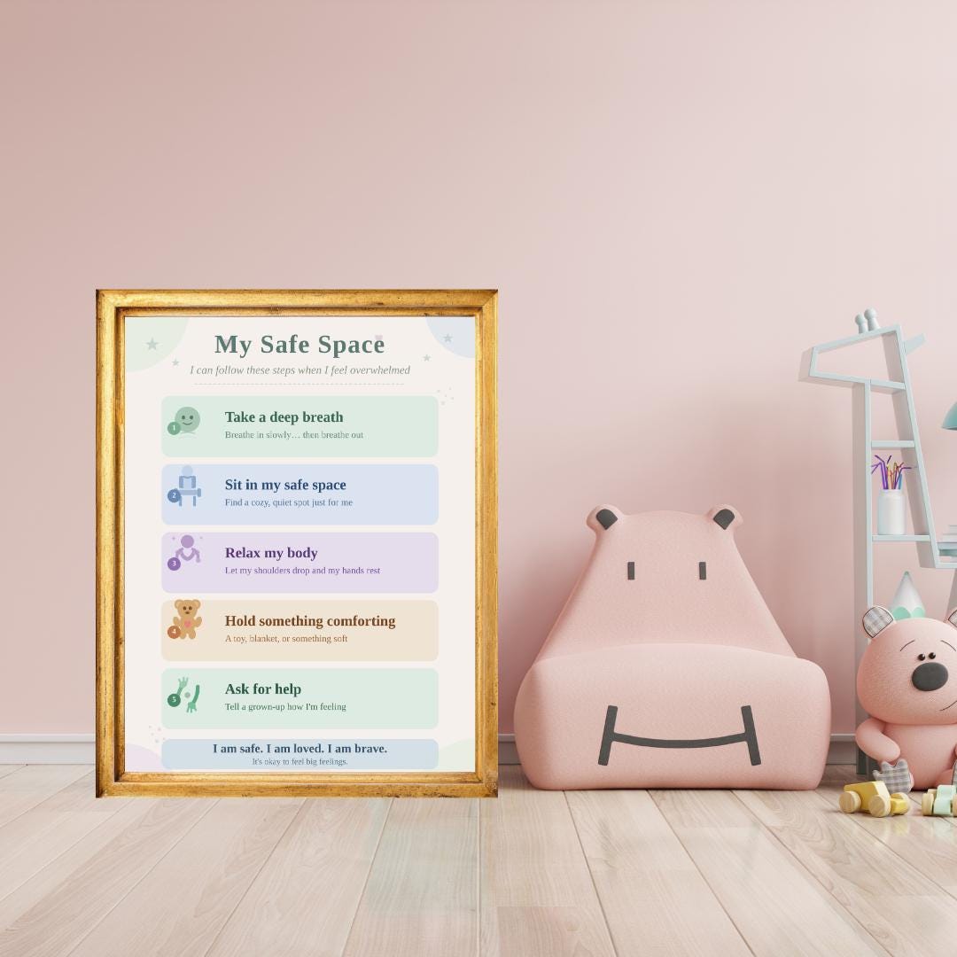Practice A Safe Routine Safe Space Routine Card Printable for Kids | Calm Down Steps for ...