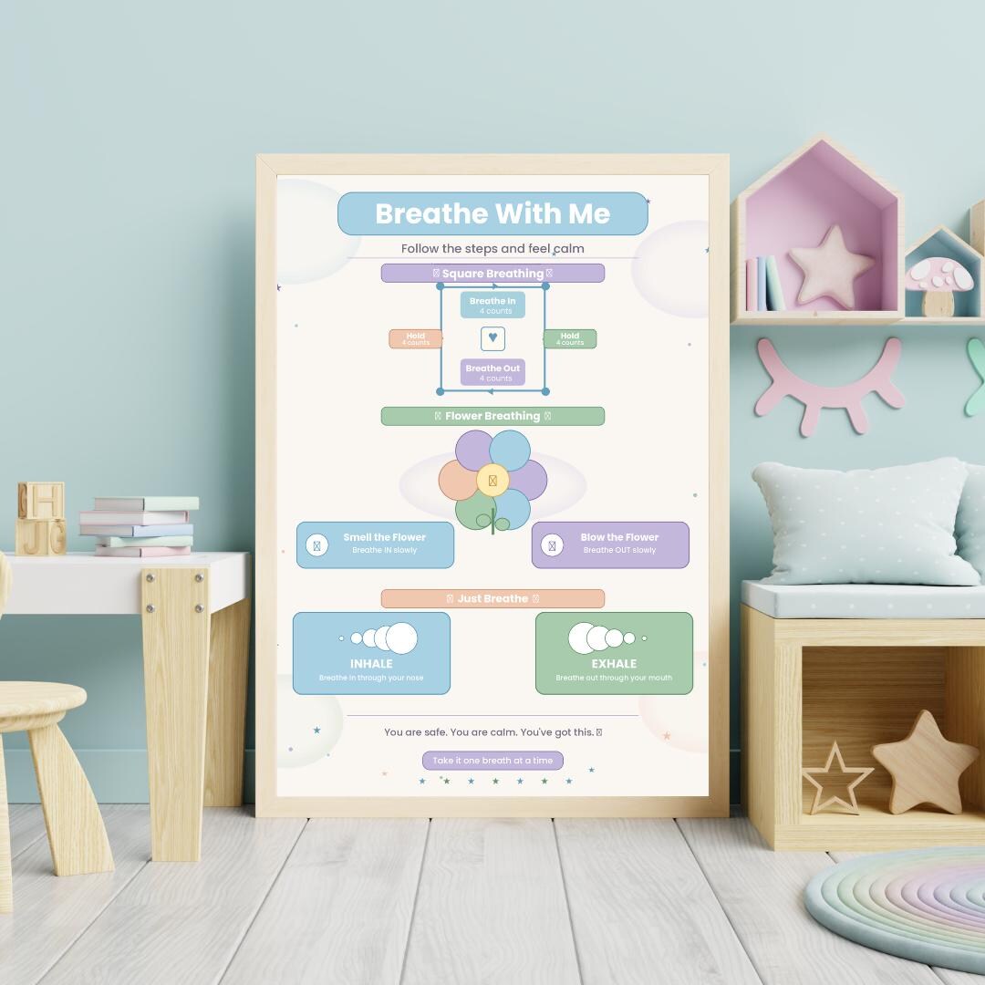 Relax Chart Breathing Exercise Poster Printable | Visual Breathing Pattern Chart ...