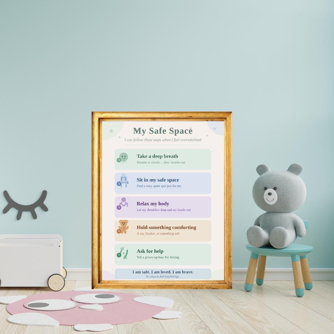 Practice A Safe Routine Safe Space Routine Card Printable for Kids | Calm Down Steps for ...