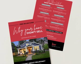 Rode aanbiedingsflyer voor verlopen onroerend goed | Canvasjabloon voor verkopersgids | KELLER WILLIAMS-MERK