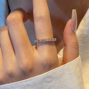 Pave Stacking Ring, Minimalist CZ Diamond Ring, Gifts For Her, Mother's Valentine's Day Gift