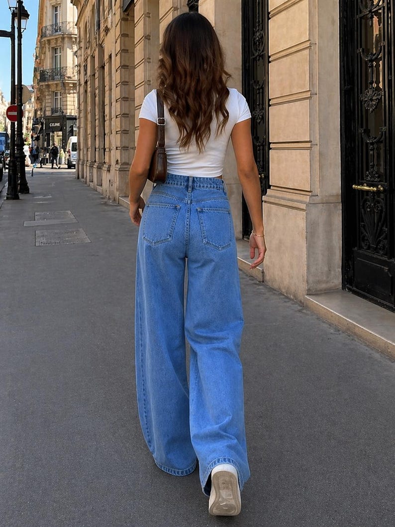 Wide Leg Jeans Sewing Pattern PDF | High Waist Women's Denim Pants XS ...