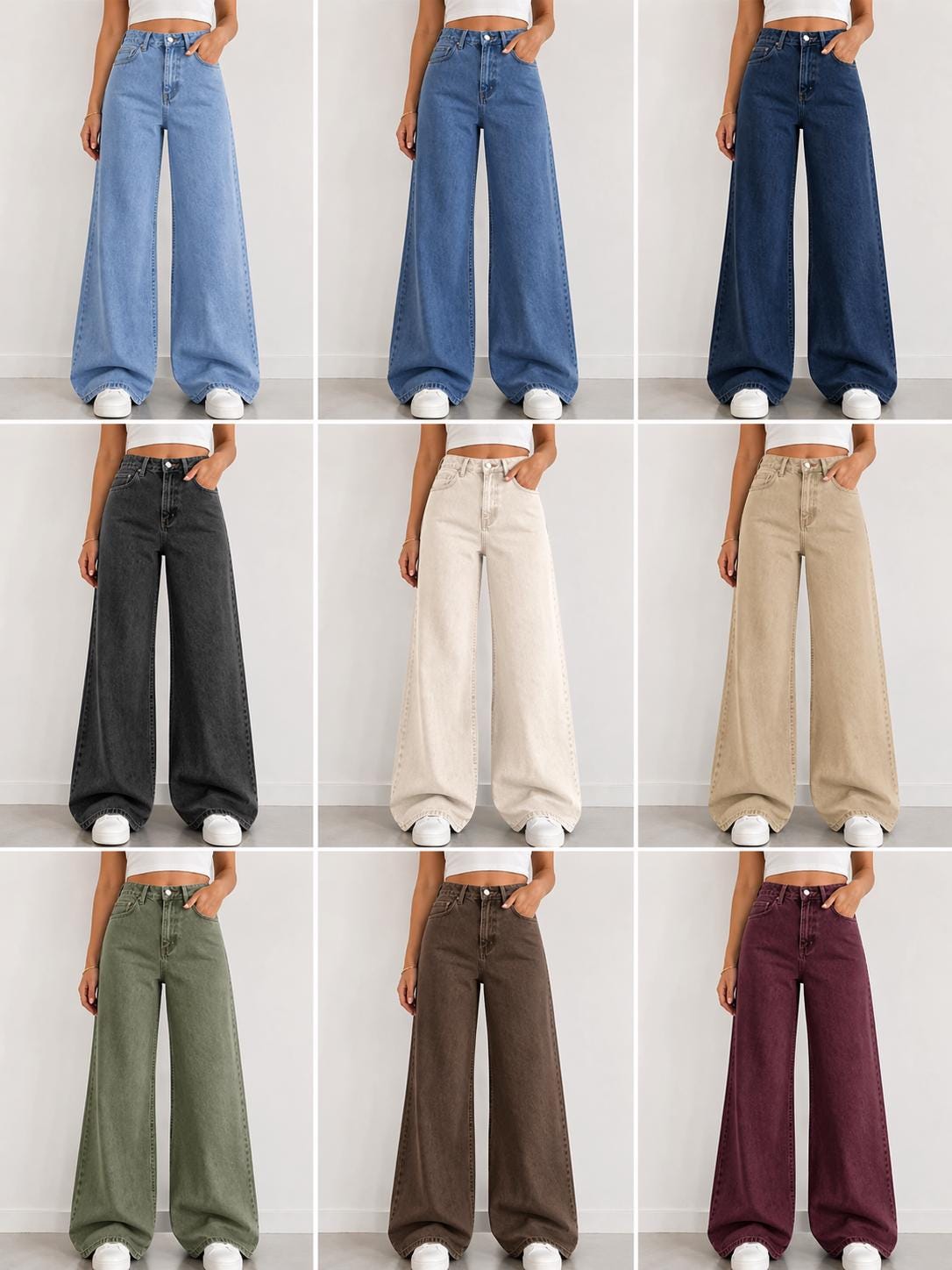 Wide Leg Jeans Sewing Pattern PDF | High Waist Women's Denim Pants XS ...