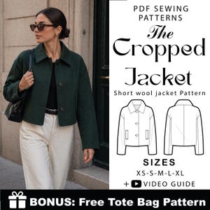 Patron de couture pour veste courte en laine | Coupe carrée, tailles XS-XL (téléchargement PDF)