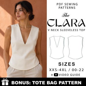 Clara V-hals top naaipatroon, mouwloze gebreide top (PDF download)