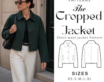Patrón de costura para chaqueta corta de lana / Corte holgado, tallas XS-XL (descarga en PDF)