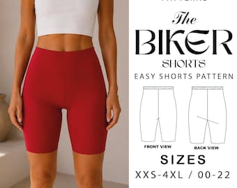 High Waisted Biker Shorts Sewing Pattern | Beginner Stretch Knit Activewear (PDF Download)