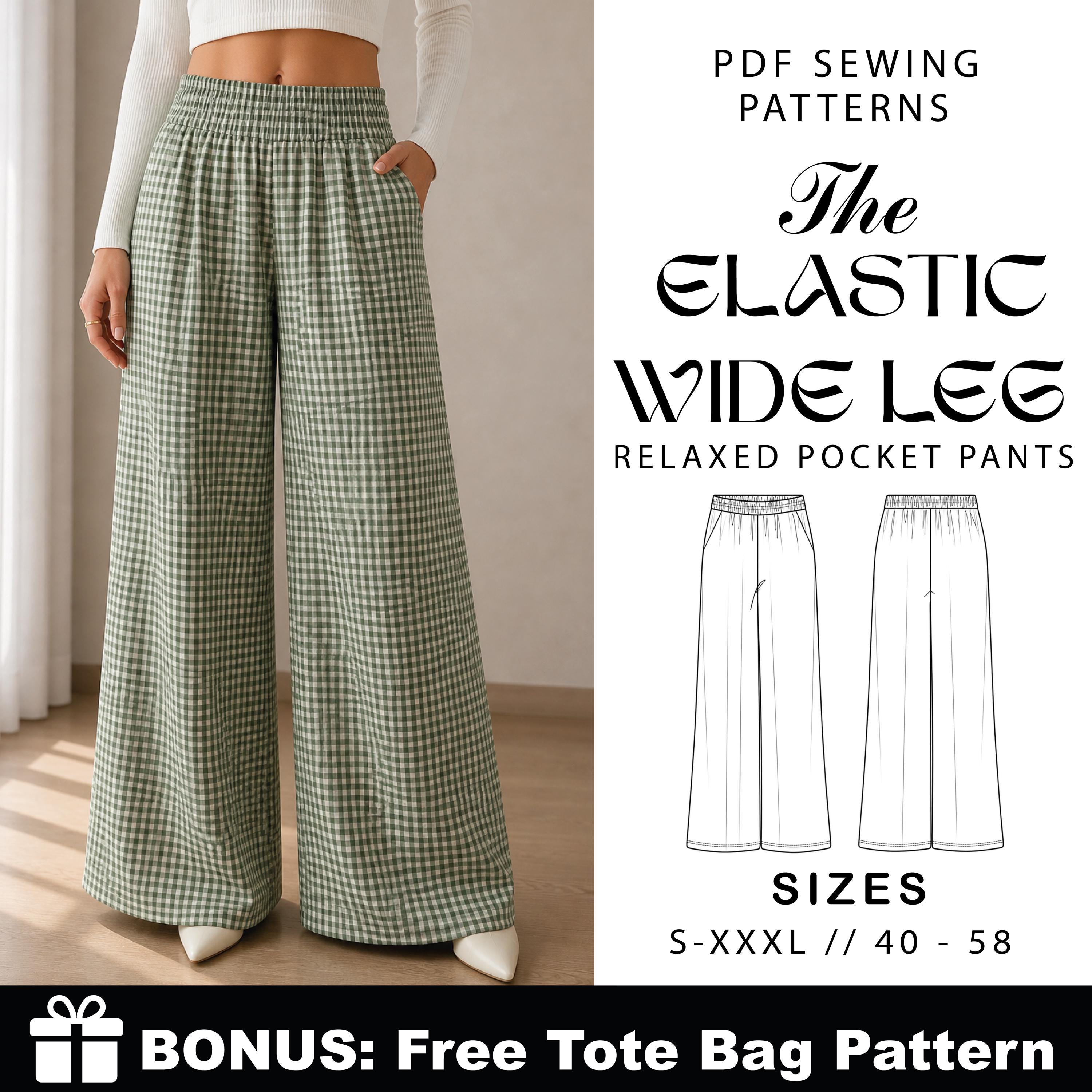 Wide Leg Pants Sewing Pattern PDF | Elastic Waist Palazzo Trousers | EU ...