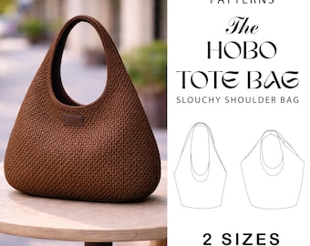 Patrón de costura en PDF para bolso tipo hobo / Bolso de hombro holgado (A0, A4, tamaño carta estadounidense)