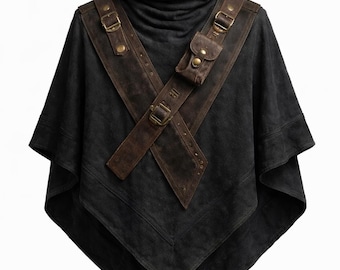 Medieval Ranger Poncho Cloak for Men | Handmade Cotton Canvas Cape | Fantasy Hooded Cloak | LARP Costume | Witcher Style Ranger Outfit