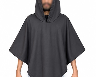 Męski płaszcz typu poncho z kapturem – bawełniany szal w stylu gotyckim i streetwearowym