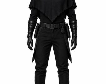Kostium inspirowany Wilczym Żniwiarzem | Mroczny strój cosplay z kapturem | Kostium płaszcza łowcy fantasy