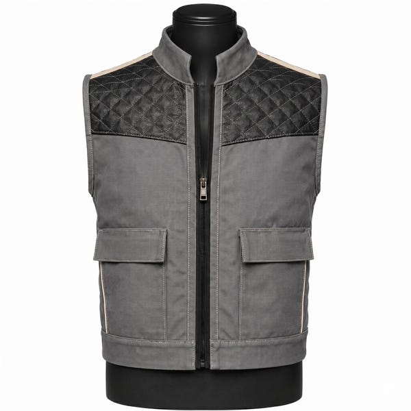 Sci-Fi Smuggler Vest | Gray Quilted Cotton Tactical Cosplay Costume
