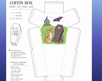 Gothic Coffin Coloring Box Template Set
