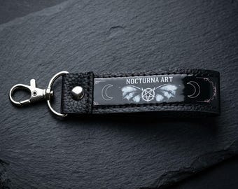 Gothic Bat Sigil Faux Leather Keychain – Nocturna Art Occult Bag Charm