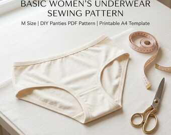 Basic Women’s Underwear Sewing Pattern M Size | DIY Panties PDF Pattern | Printable A4 Template