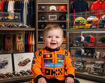 Traje de karting personalizado para niños (disfraz y body)