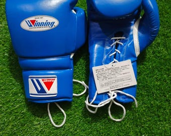 Winning Boxing Gloves Blue Lace-Up Pro Type 16oz / 14oz / 12oz Pro Fight Style Gear