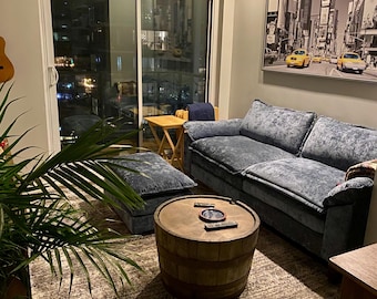 Mesa de centro de barril de madera