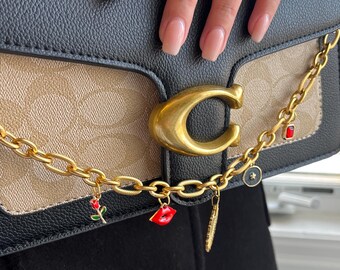Chaîne de breloques personnalisée | Accessoire de sac à main personnalisé avec chaîne en or
