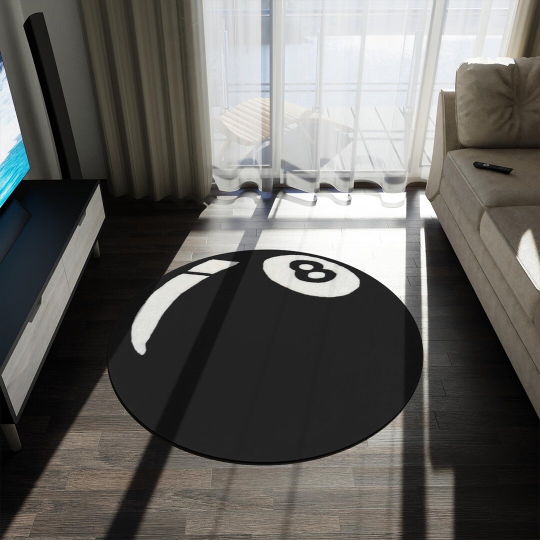 Round Rug With Pool Table 8 Ball Pool Round Rug | Game Room Decor - Etsy