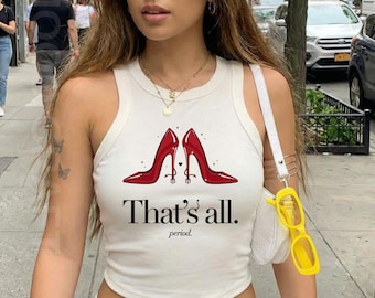 That's All Cropped Racer Tank, Fashion Boss Lady Tank Top, Y2K Style Fitted Top