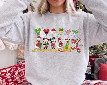 Mickey and Friends Very Merry Christmas Sweatshirt, Disney Christmas Sweater, Disneyland Xmas Family Holiday Shirt, Disney Trip Xmas Hoodie