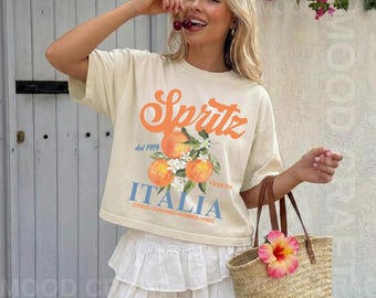 Spritz Italia Cropped Boxy Tee, Comfort Colors Boxy Tee, Spritz Shirt, Cocktail Shirt, Feelin Spritzy Tshirt, Spritz Club Boxy Tee