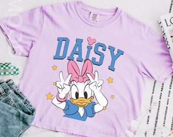 Comfort Colors Cropped Boxy Tee, Retro Daisy Duck Cropped Boxy Tee, Vintage Disney Friends Tee, Disney Trip Shirt, Retro Girl Disney Boxy
