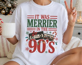 90s Christmas Sweatshirt, Comfort Colors, Retro Christmas Crewneck, Vintage Holiday Shirt, Christmas Cassette Sweatshirt, 90s Nostalgia Gift
