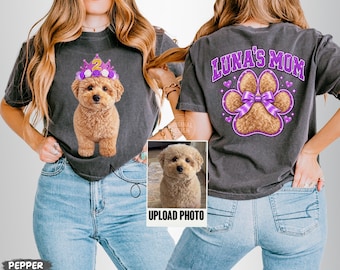 Custom Dog Boxy Tee, Comfort Colors, Personalized Pet Portrait Boxy Tee, Dog Mom Shirt, Dog Birthday Gift, Christmas Dog Mom Gift