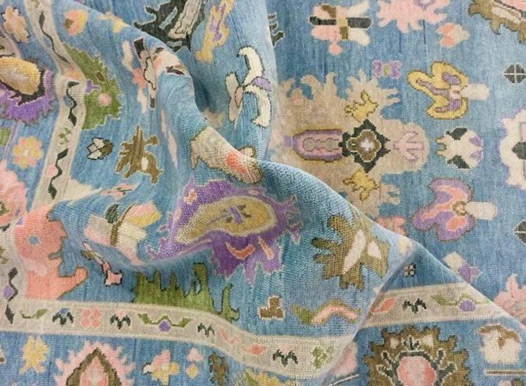 8x10 Hand Knotted Wool Area Rug | Cornflower Blue & Pastel ...