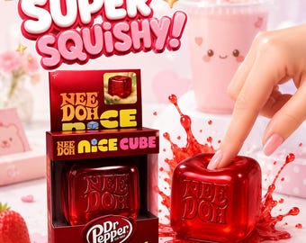 Dr Pepper NeeDoh Nice Cube Squishy Stress Toy – Jumbo Soft Squeeze Fidget Sensory Toy
