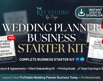 Business-startpakket bruiloftplanner | 10 professionele sjablonen | Contract, tijdlijn, leverancierstracker, budgetsjabloon