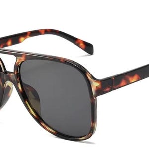 Aviator Sunglasses Tortoise Frame Brown Lens Retro Fashion Classic Unisex Shades image 5