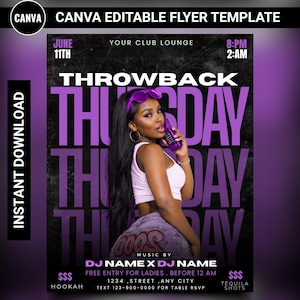 Volantino modificabile per il "Throwback Thursday", volantino promozionale per discoteca su Instagram, modello Canva