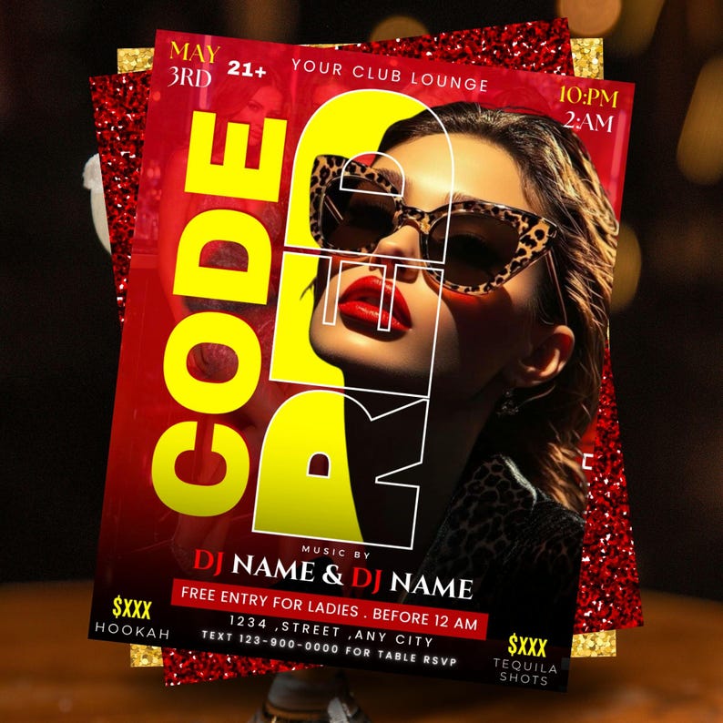 Red Club Flyer Editable Code Red Club Bar Night Party Flyer, IG Promotion Canva ...