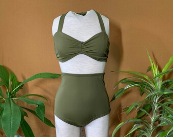 olive green bathing suit top