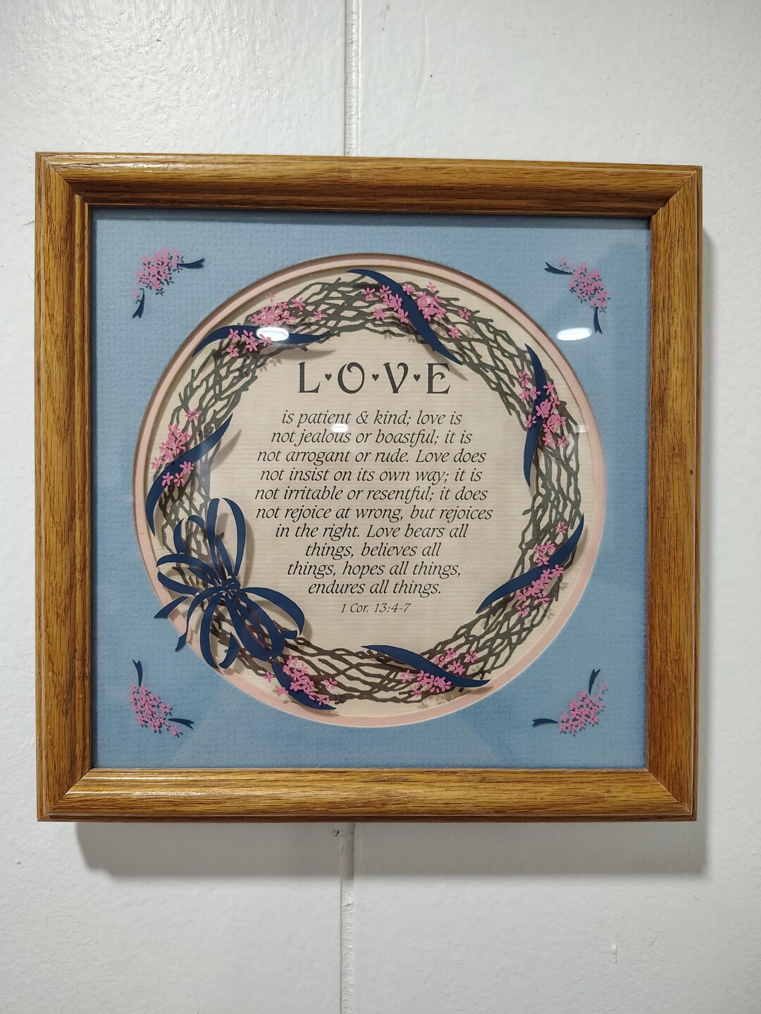 Scripture Lettering Framed Vintage Framed Scripture Art 1 Corinthians 13:4-7 - Etsy