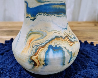 Vintage Nemaji Pottery Vase with a Distinctive Swirl Glaze