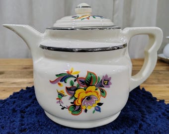Vintage Fraunfelter China Teapot with Floral Design