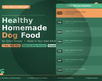 Cibo per cani / Scopri come preparare cibo per cani fatto in casa, nutriente ed equilibrato, per razze di piccola taglia. Il nostro piano alimentare completo di 7 giorni include: