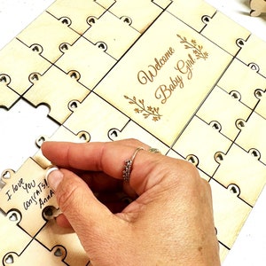 Guestbook Alternative Puzzle Baby Shower   First Birthday Wood Unique Guestbook