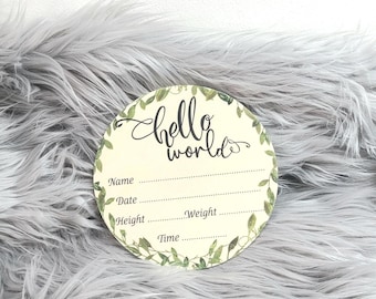 Hello World  Baby Boy or baby Girl  Sign hospital photo Announcement