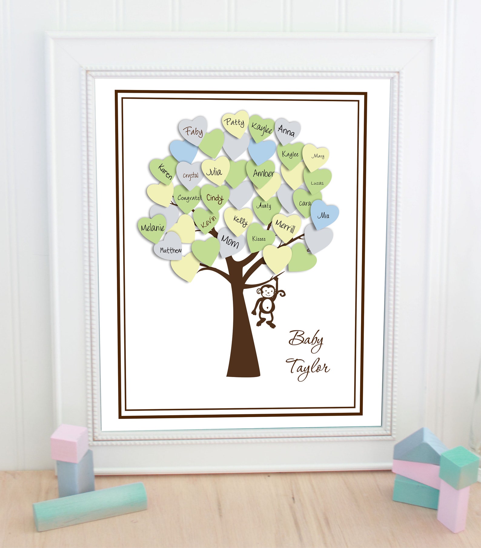 Baby shower guest book monkey Baby Shower New Baby elephant | Etsy