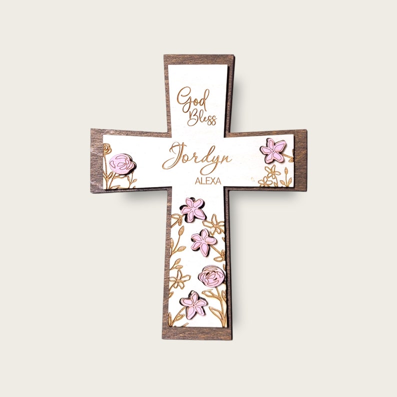 Personalized Cross baby Girl Baptism Christening Gift image 3