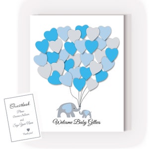 Baby Elephant e cuori Guest Book Palloncino alternativo stampabile GuestBook piccolo gstebuch di arachidi