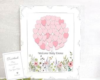 Baby Girl Wild FLowers Baby Guest book  ballons Shower decoration - Guestbook  Print - Personalized Print - Nursery Print