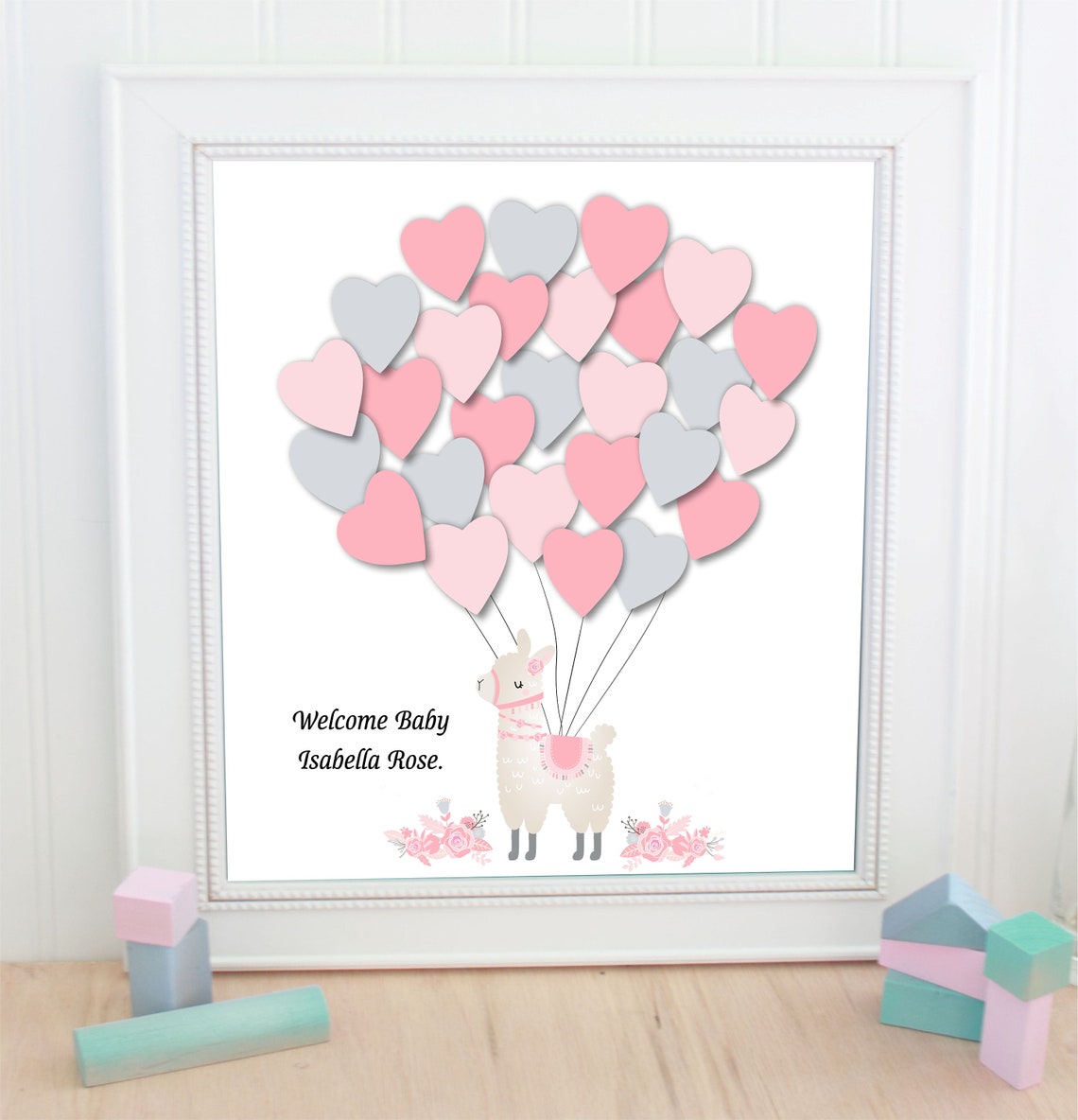 Llama Floral Baby Shower Guest Book Alternative Balloon Etsy