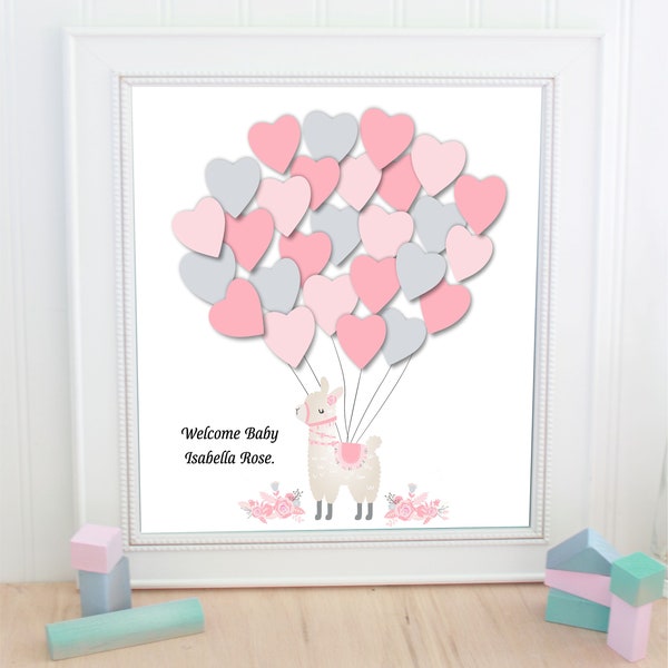 Guest Book Alternative Baby Llama floral baby shower  balloons